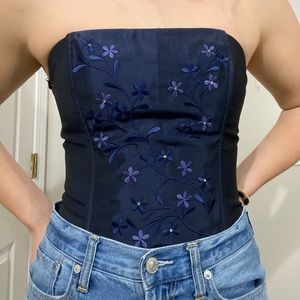 Floral embroidered corset top